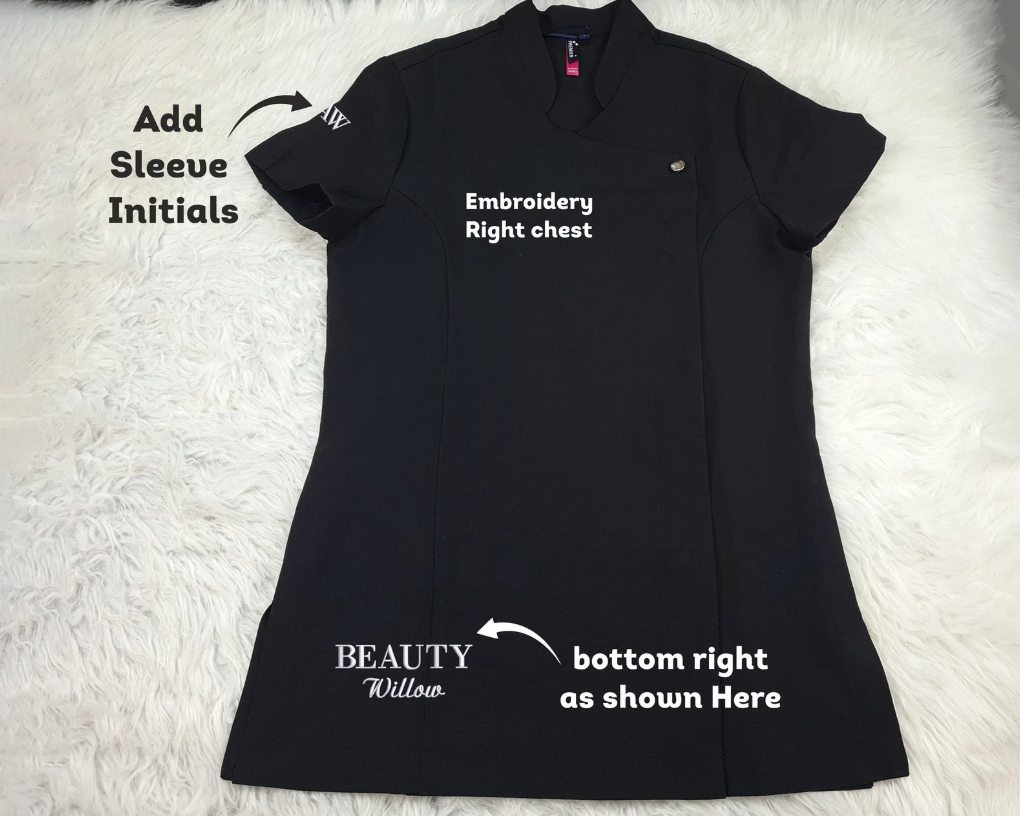 Custom Embroidered Beauty Tunic with Logo or Text, Personalised Salon Uniform for Lash Nail Techs, Spa Workwear, Aesthetician Gift for Her